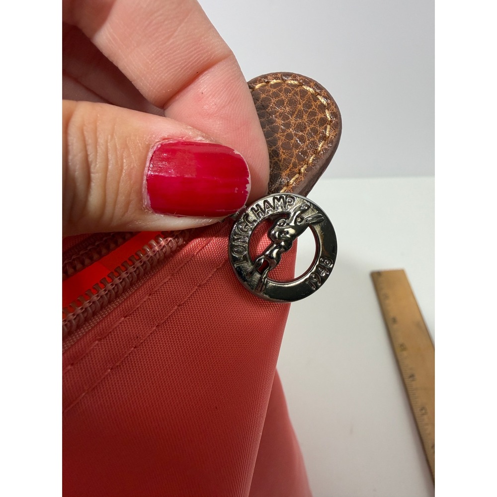 NWT Longchamp Coral orange red,brown Le Pliage Tote bag.Ltd Edition Eiffel Tower - Picture 13 of 14